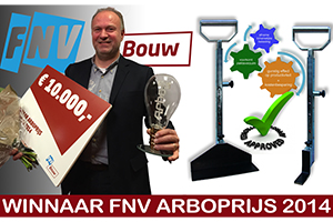 René Singels heeft de FNV Bouw Arboprijs 2014 gewonnen met de 'Multi-Grip tilassistent'